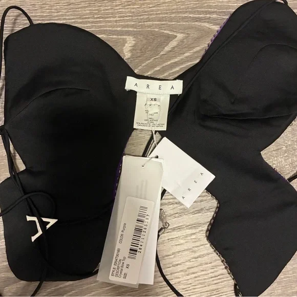 AREA Crystal Bow Top Size 4 NWT. - Picture 7 of 7